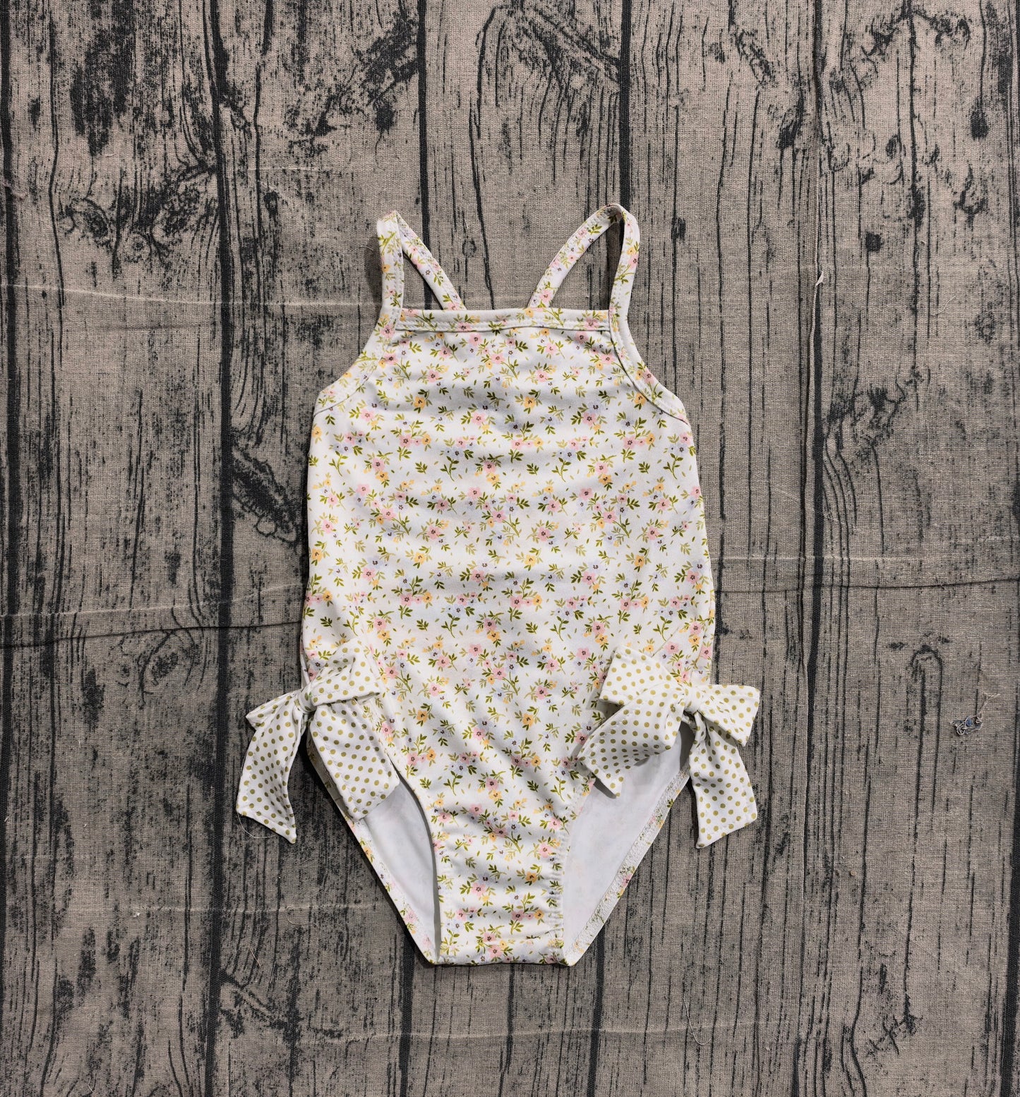 Toddle girls blue yellow flowers print one piece swimsuit preorder