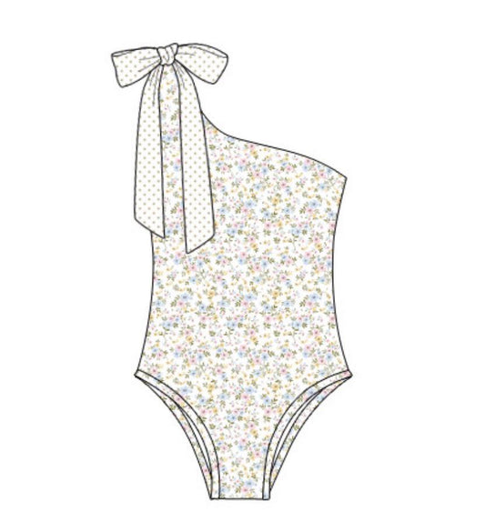 Adult women pink blue flowers one piece swimwear preorder