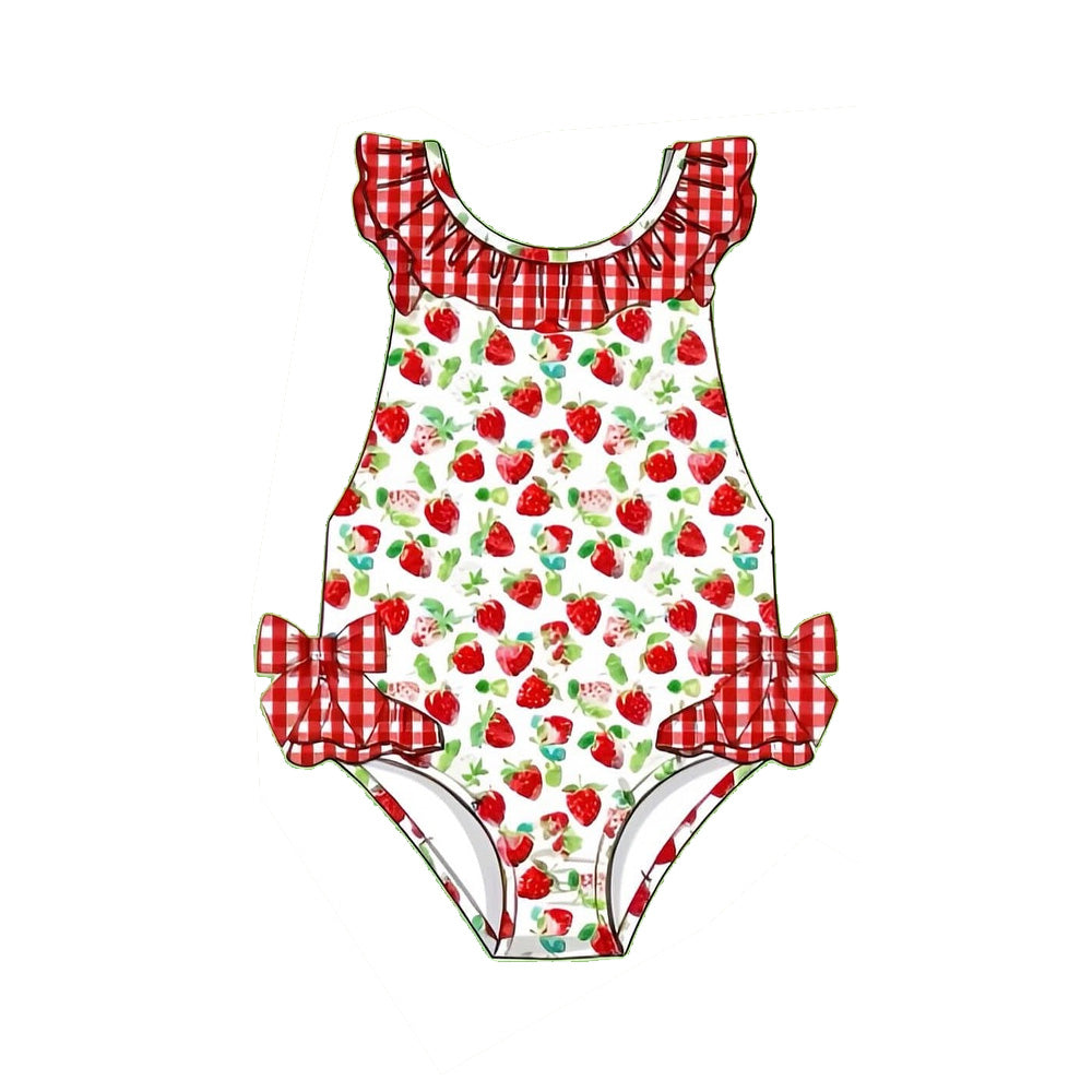 One piece strawberry bathing suit kids swimwear preorder