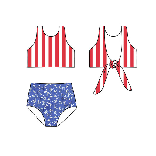 July 4th design girls two pieces bathing suit kids swimwear preorder