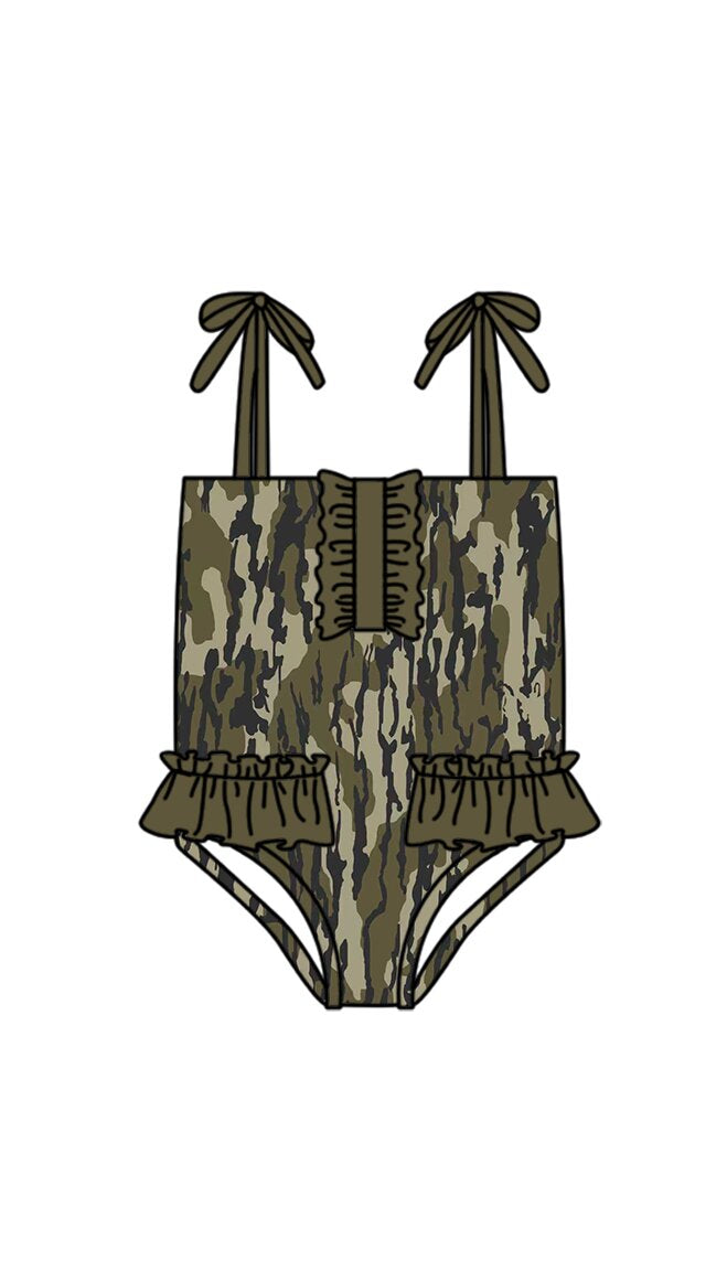 One piece camo bathing suit kids swimwear preorder