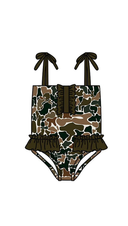 One piece green camo bathing suit kids swimwear preorder