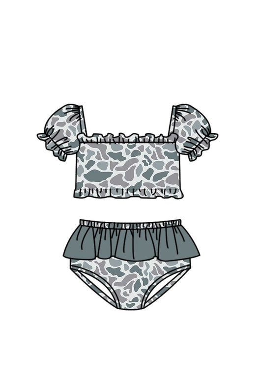 Two pieces grey camo bathing suit kids swimwear preorder