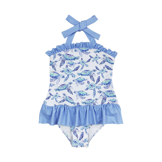 One piece sea turtle bathing suit kids swimwear preorder