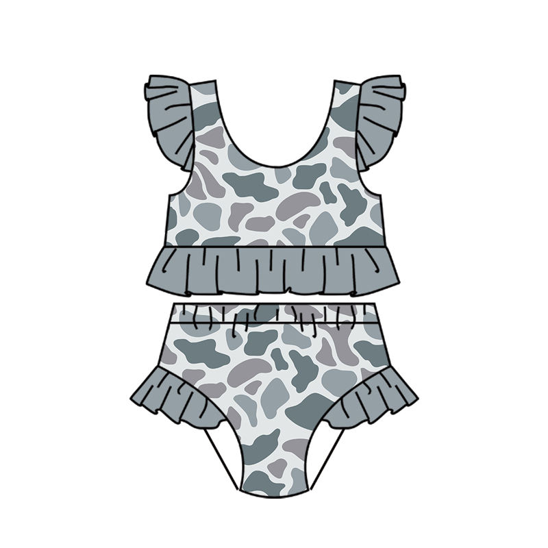 Pre-order kids girls grey camo summer 2pcs swimsuit