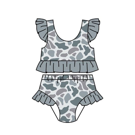 Pre-order kids girls grey camo summer 2pcs swimsuit
