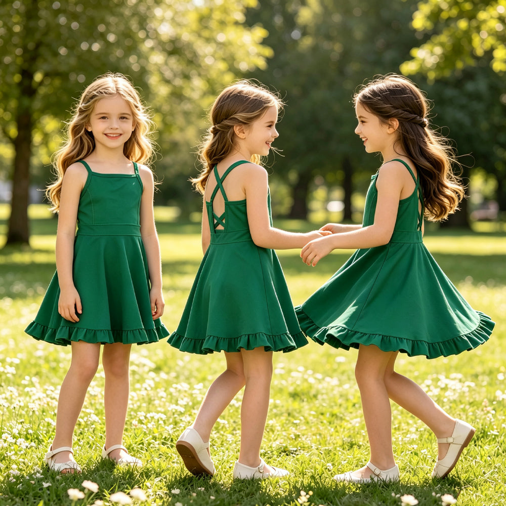 baby girls one piece green athletic dress