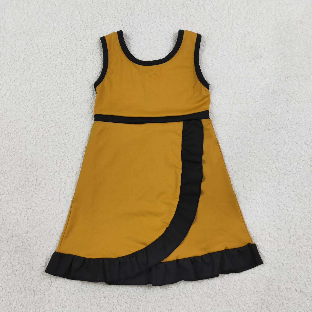 Gold black color girls summer yoga dress