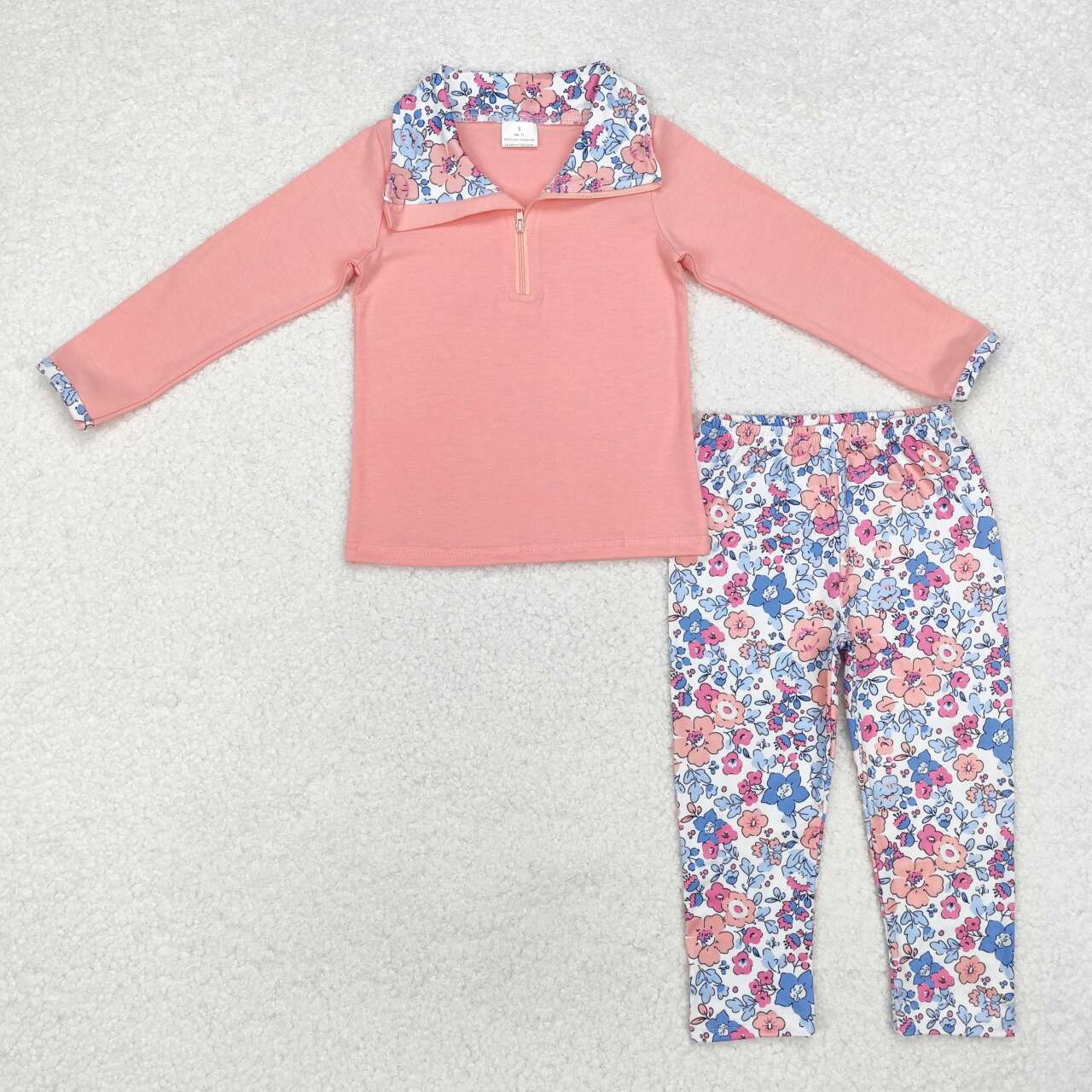 pink long sleeve pullover floral legging matching clothing set