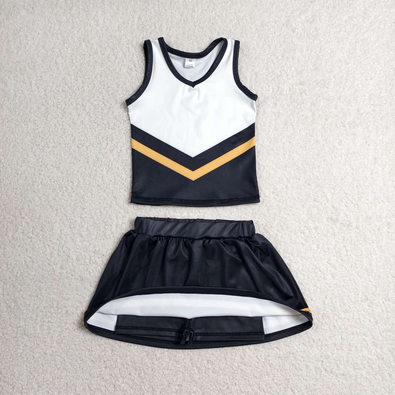 Black golden top matching skorts girls summer yoga outfit