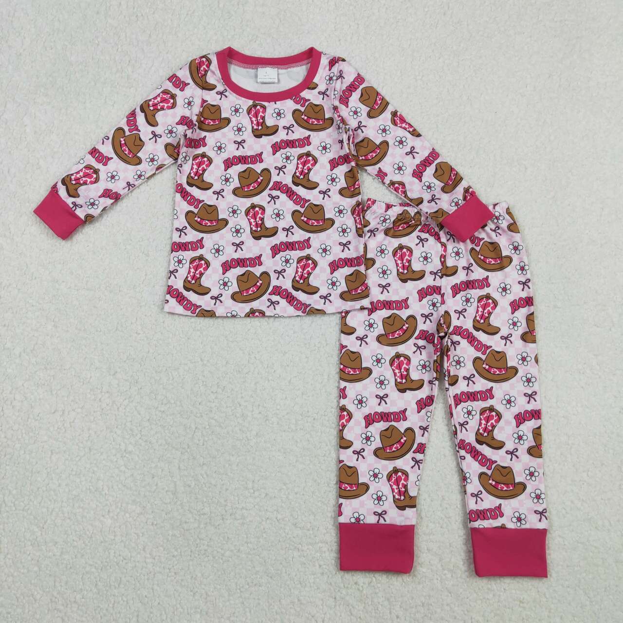 Western howdy design girls long sleeve matching outfit