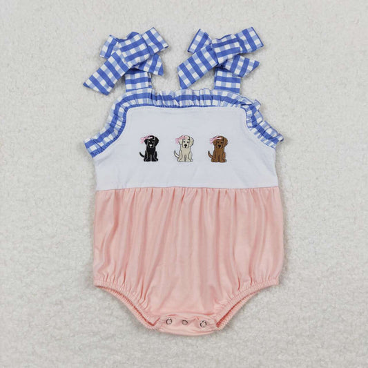 toddle girls embroidery three dog straps romper