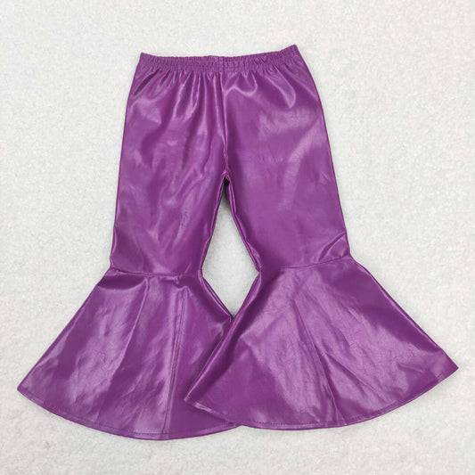 baby girls mardi gras purple pu leather bell bottoms
