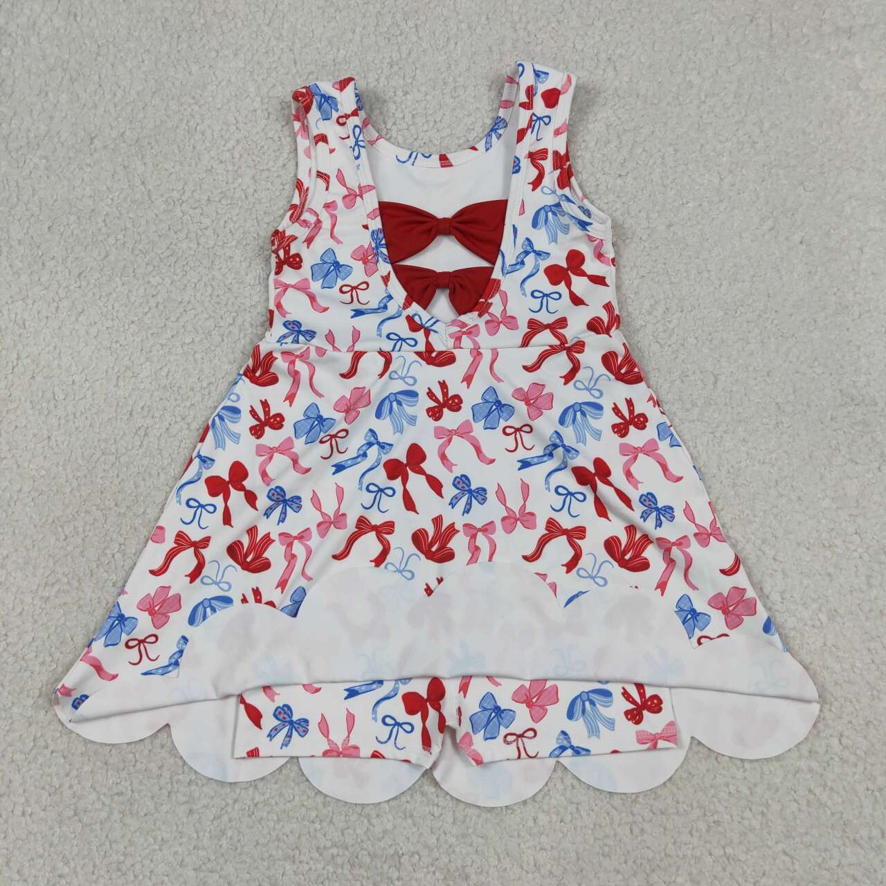 Toddle girls red blue bow July 4th design yoga dress