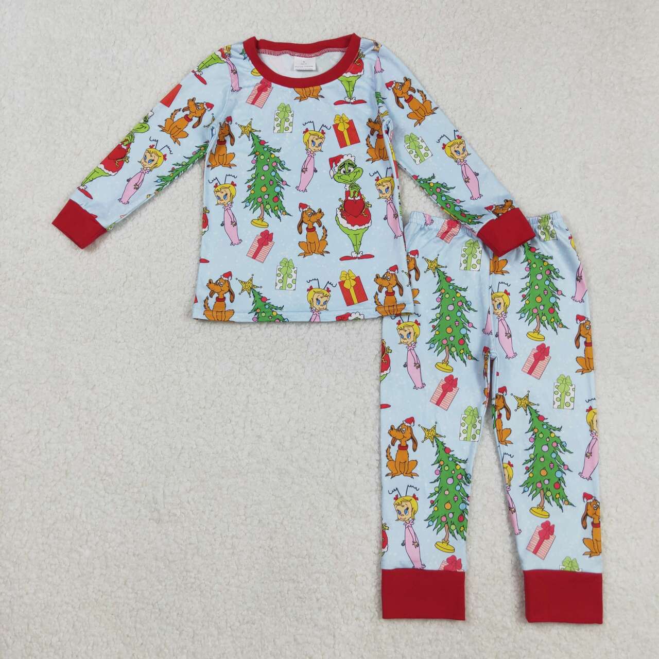 Christmas green face boy long sleeve matching outfit