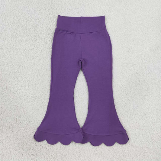 Purple color girls scalloped bell bottoms