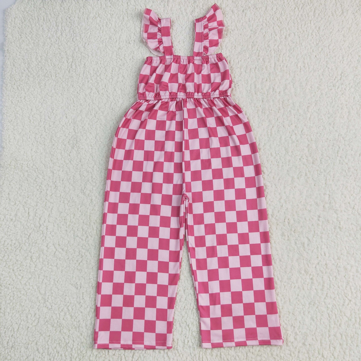 Toddle girls pink checkered jumpsuit