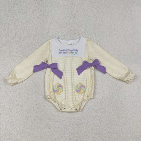 Mardi Gras bow design girls long sleeve outfit