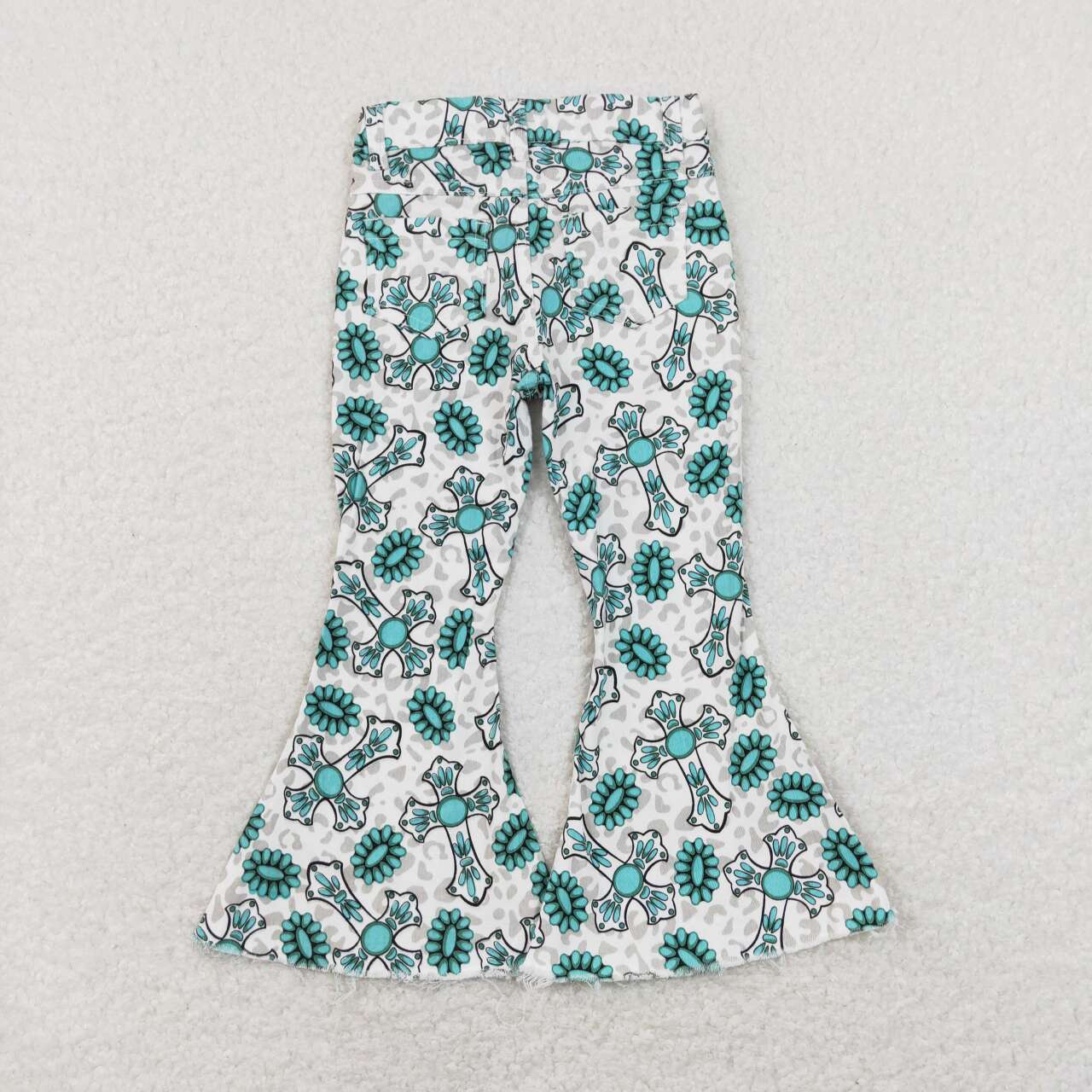easter cross turquoise jeans bell bottoms