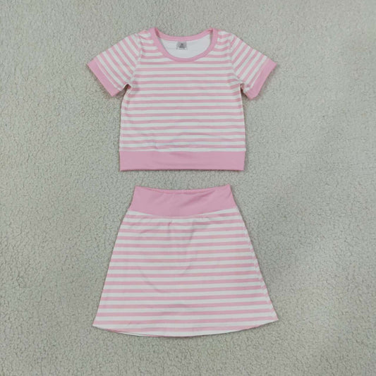 Pink top matching skorts girls summer yoga outfit