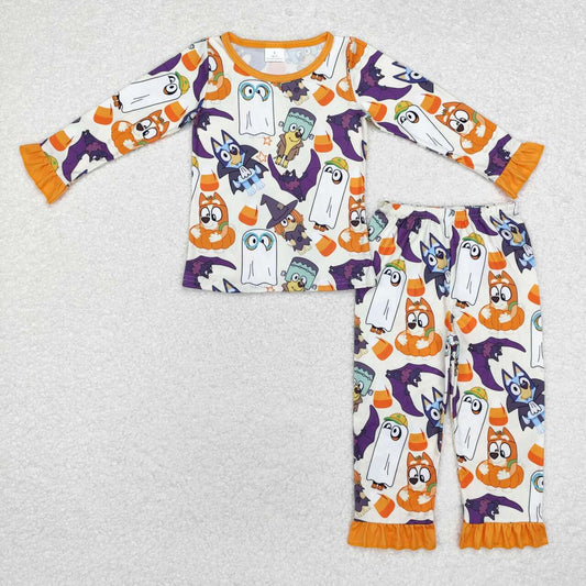 Toddle girl Halloween ghost blue cartoon dog pajama set