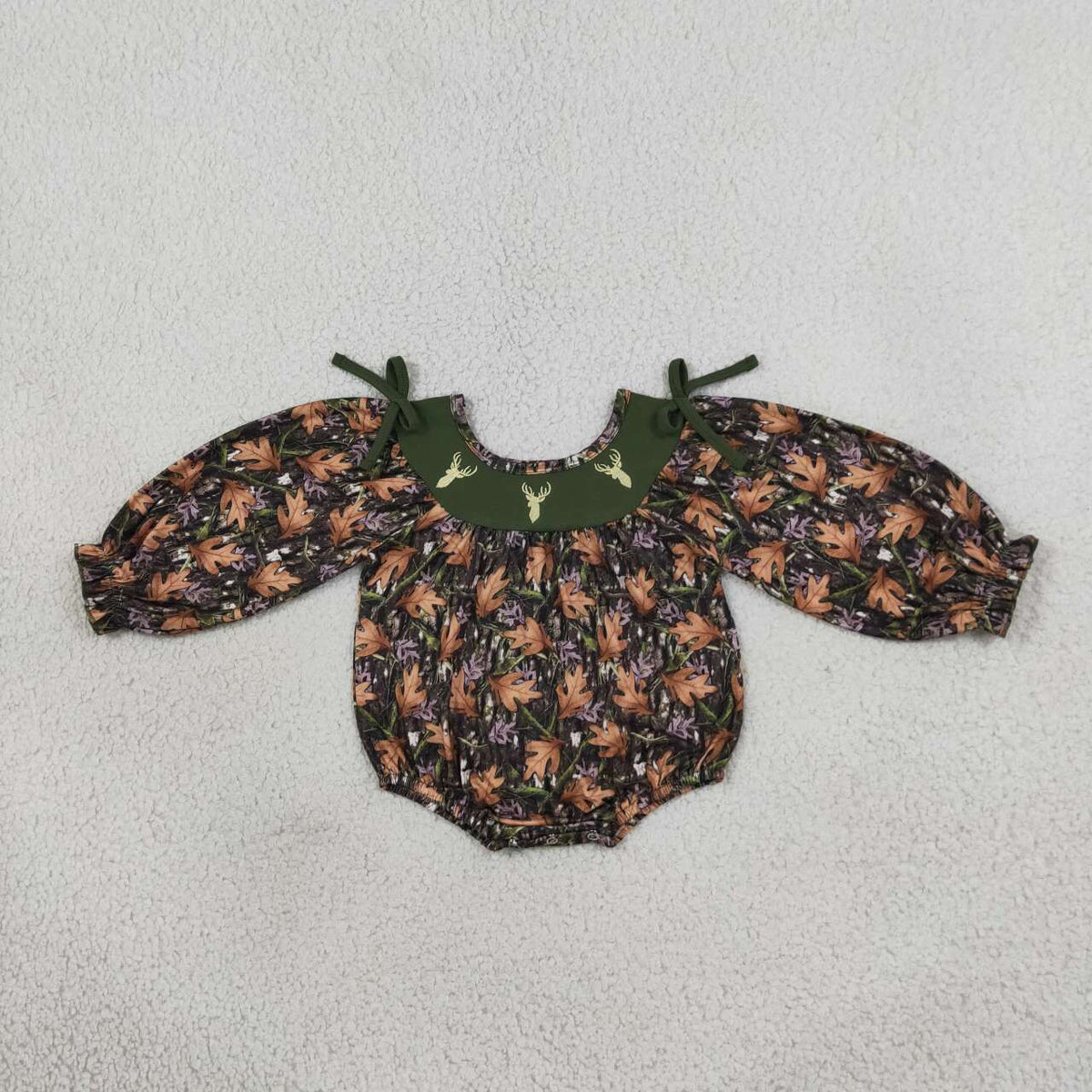 Deer hunting season toddle girls long sleeve romper
