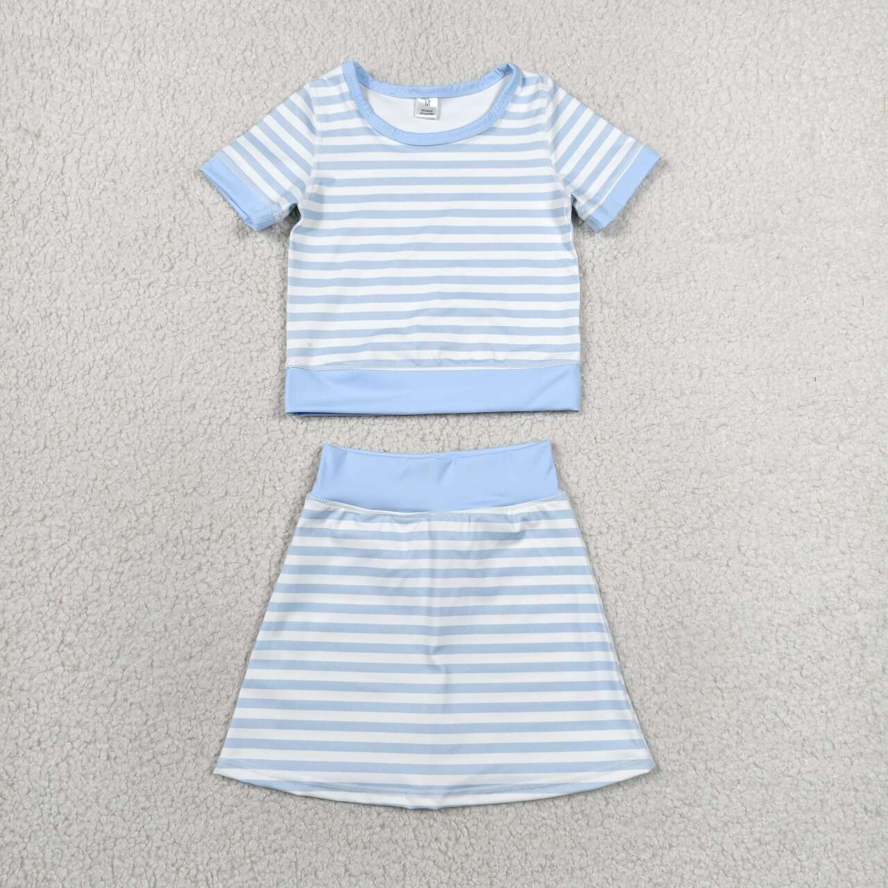 Blue top matching skorts girls summer yoga outfit