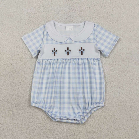 Easter cross embroidery design toddle baby romper