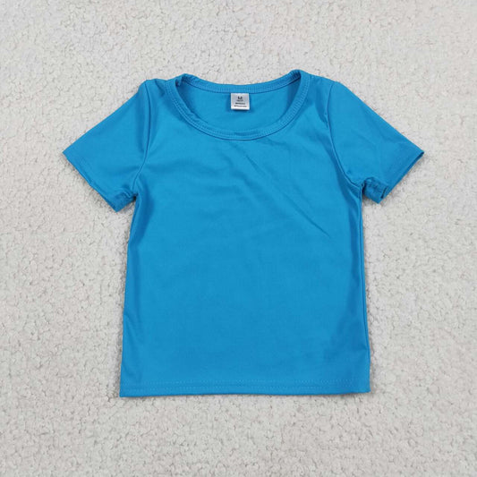 Dark blue color girls yoga short sleeve top