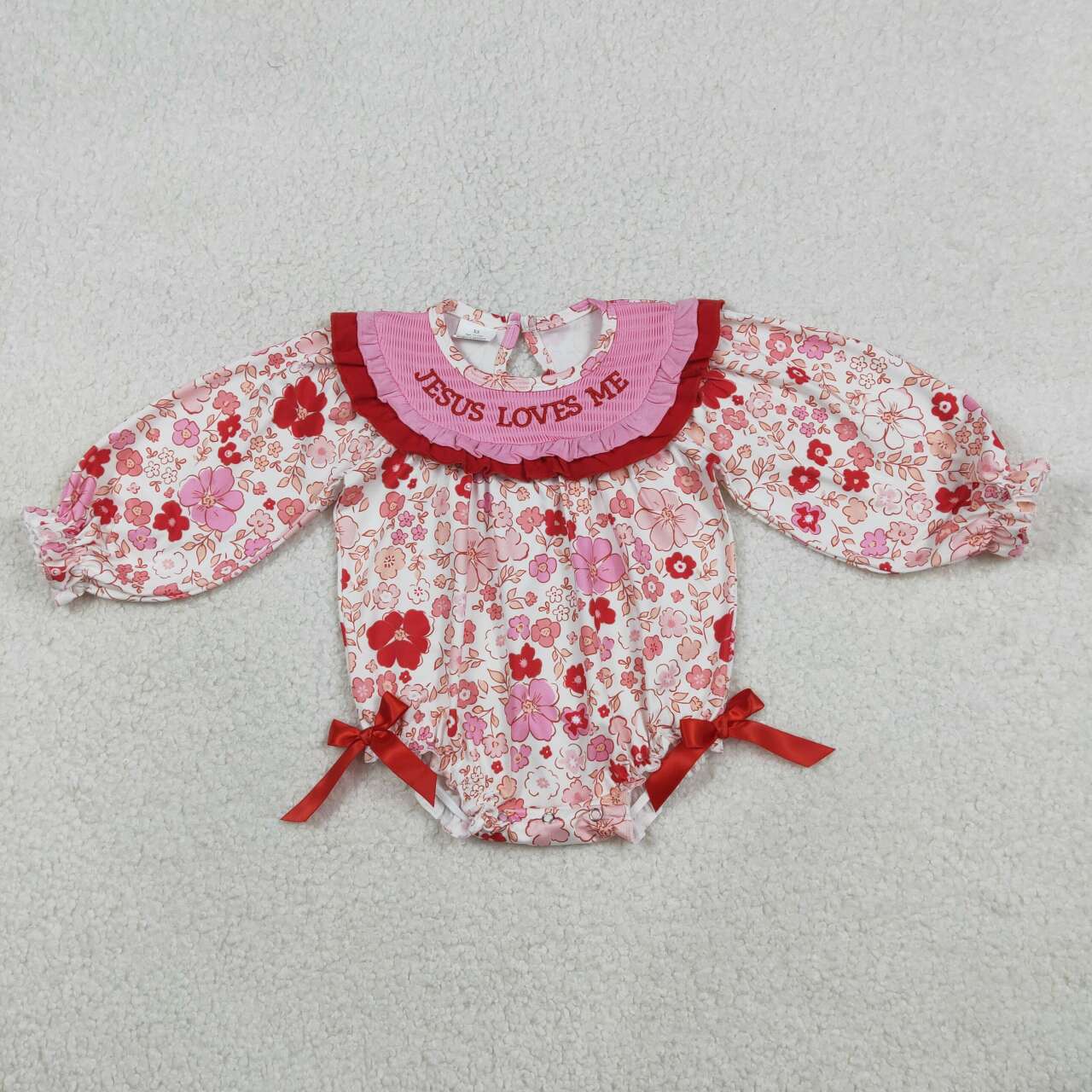 Toddle baby girl Jesus love me floral smocked romper