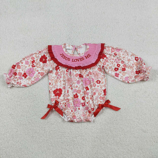 Toddle baby girl Jesus love me floral smocked romper