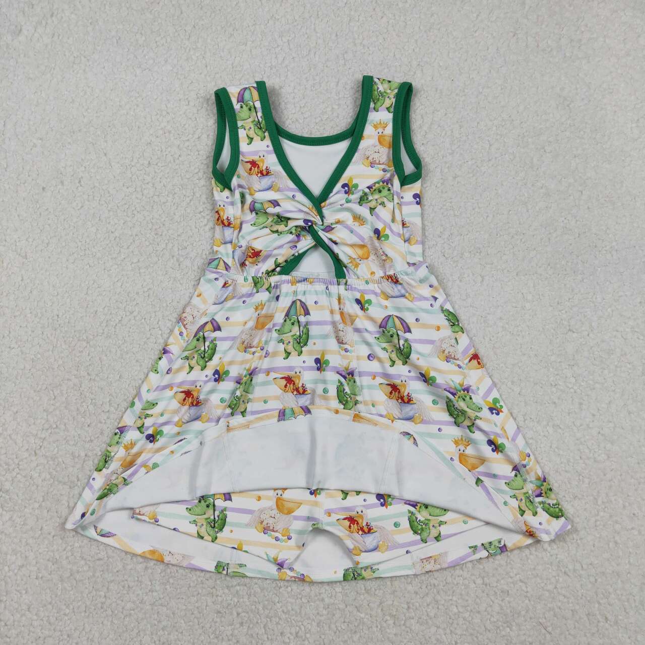 Mardi Gras dinosaur design girls yoga dress