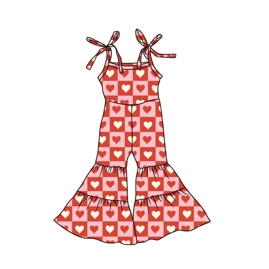 baby girls heart print Valentines day jumpsuit overall romper preorder