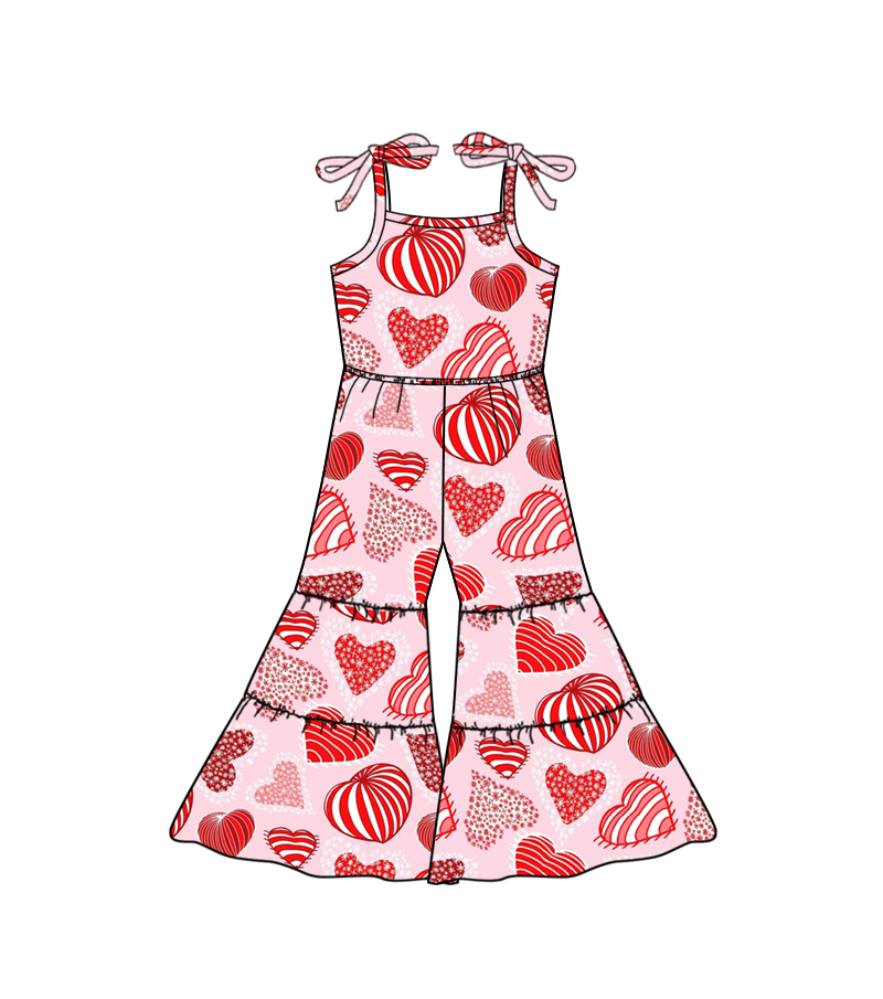 baby girls heart print Valentines day jumpsuit preorder