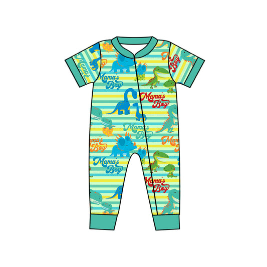 Mamas boy dinosaur romper preorder