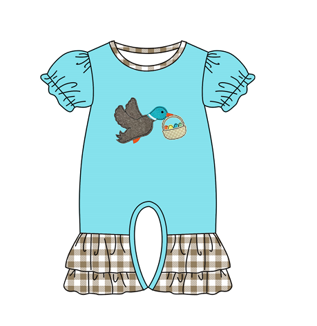 girls Easter embroidery mallard duck egg romper preorder