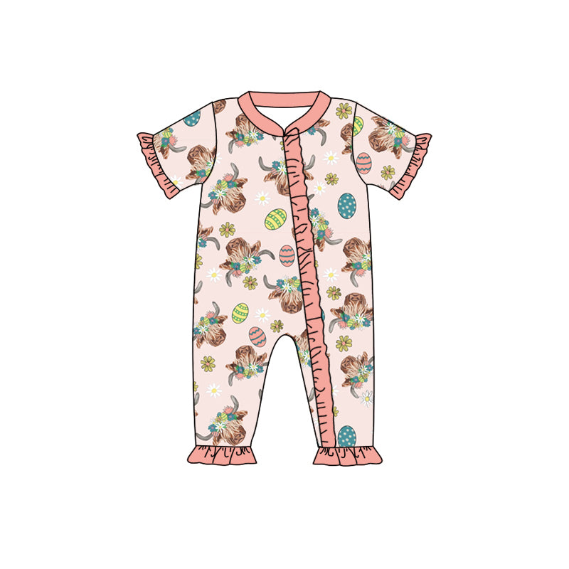 Easter bunny highland cow romper preorder