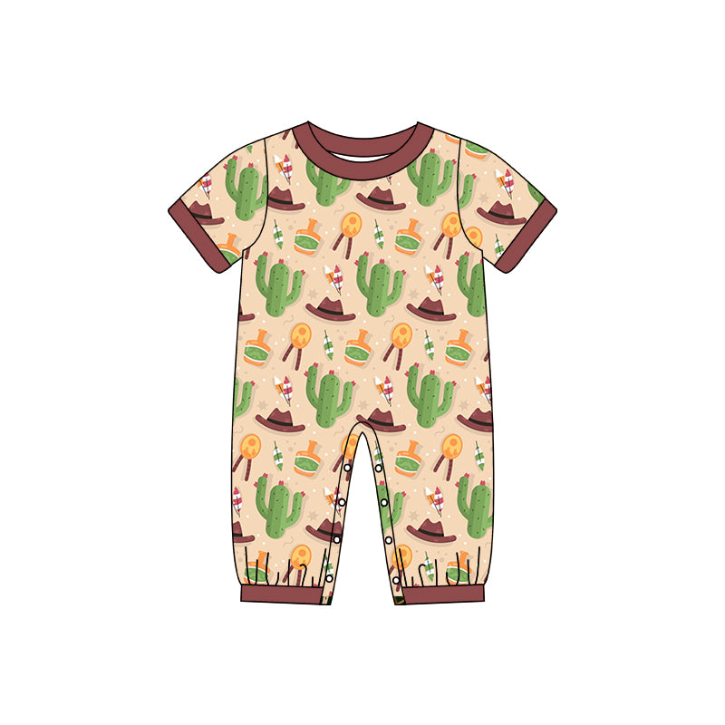 cowboy western cactus short sleeve romper preorder