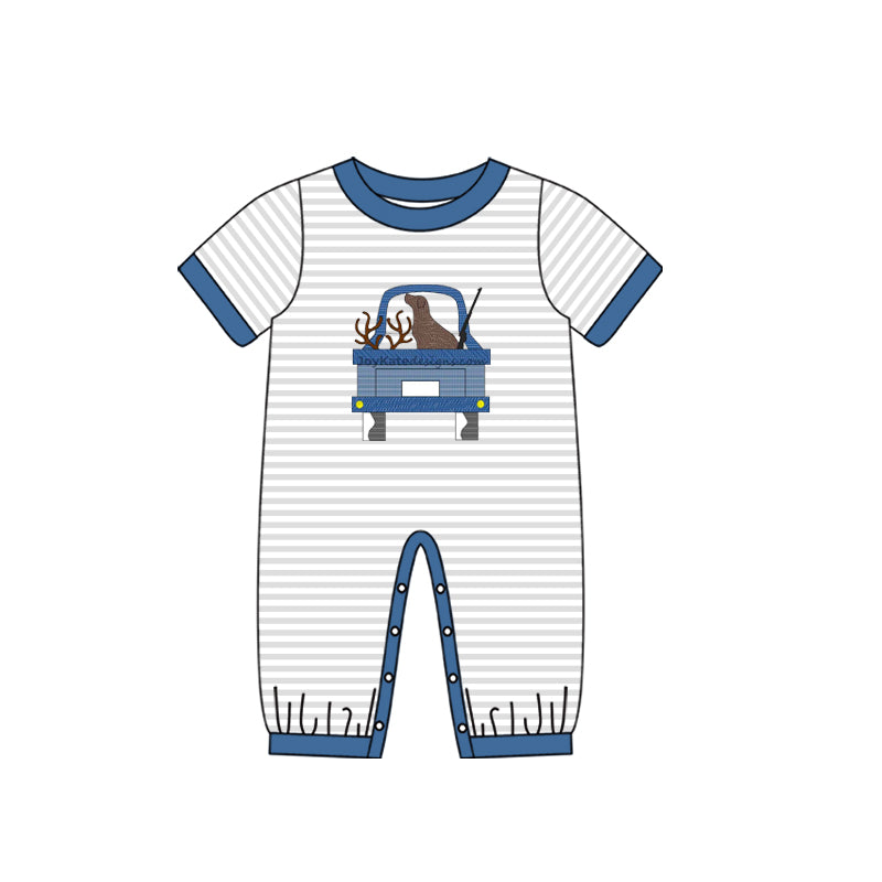 toddle baby boy short sleeve dog hunting romper preorder