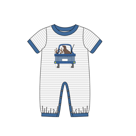 toddle baby boy short sleeve dog hunting romper preorder