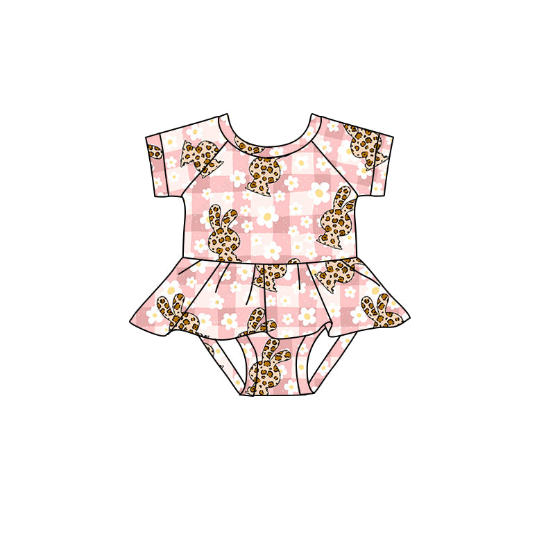 infant baby leopard bunny easter romper preorder