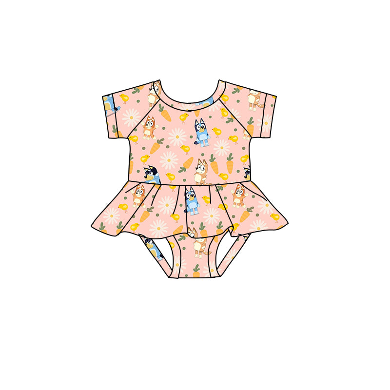 toddle baby girls cartoon dog easter romper preorder