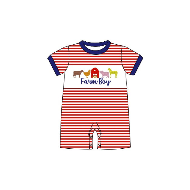 embroidery farm animal toddle boy romper preorder