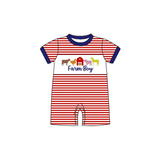 embroidery farm animal toddle boy romper preorder