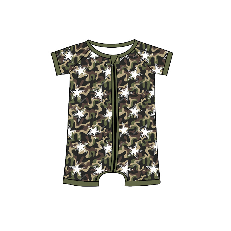 baby boy camo star zip romper preorder