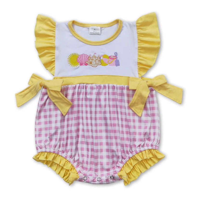baby boy summer embroidery beach tool print outfit