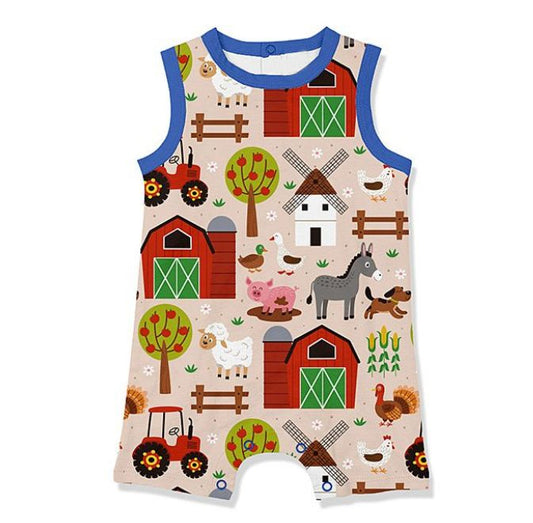 toddle baby boy farm animal romper preorder