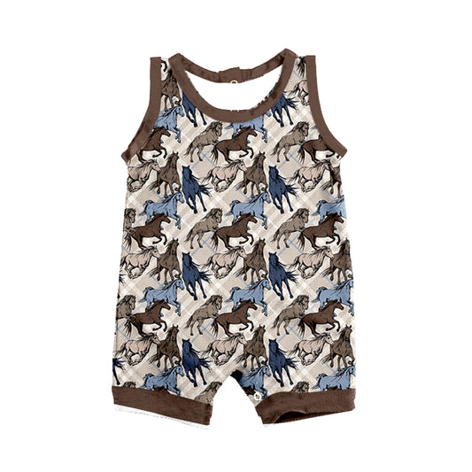 cowboy western horses romper preorder