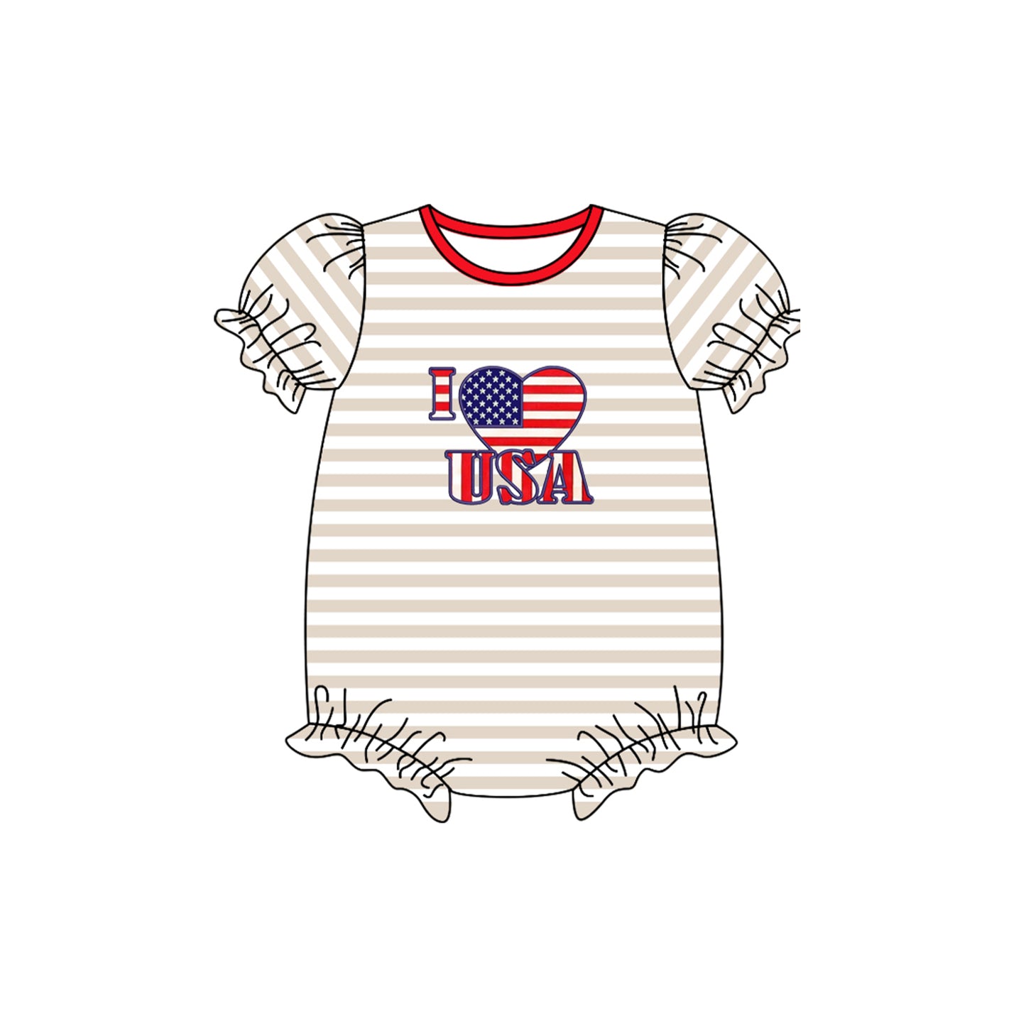 infant toddle girls I love usa july 4th romper preorder