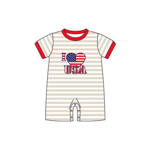 infant toddle boy I love usa july 4th romper preorder